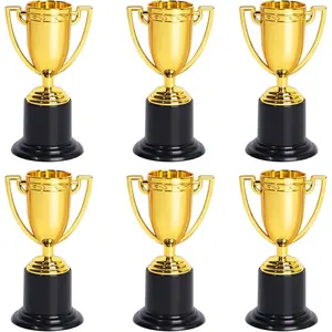 Mini Trophies 4 Inch Mini Gold Award Trophy Cup Plastic Golden Award Trophy Cups Set for Sports Party Favors Tournaments Competitions