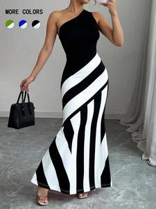 women's striped print dress, elegant sleeveless dress for party holiday wedding guest, ladies spring & fall clothes, formal dresses women, womenswear, wedding gown, ball gown wedding dress