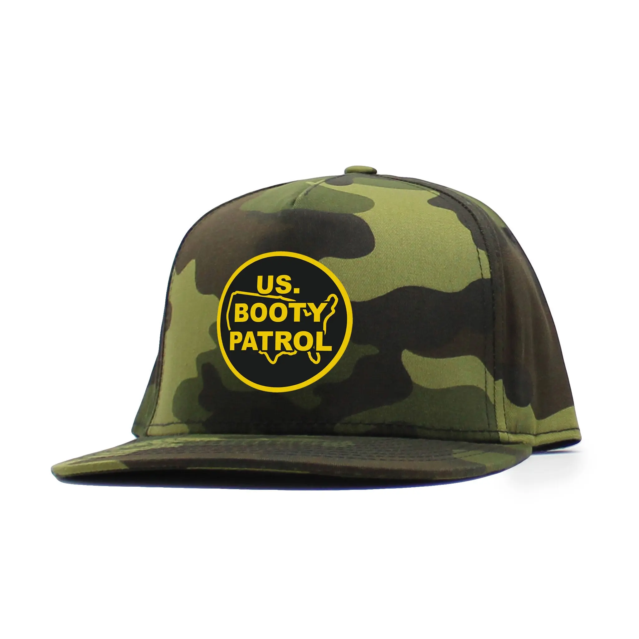 U.S. Booty Patrol Snapback Cap - 5 Panel 100% Cotton Comfort Fit Visor with 6 Rows Stitching & Plastic Adjustable Snap OSFM