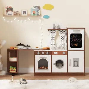 Topwin Swivel Kids Kitchen–Modern Play Kitchen with Rotating Storage,Durable Design for Creative Play,Miniature Cooking Set Multifunction