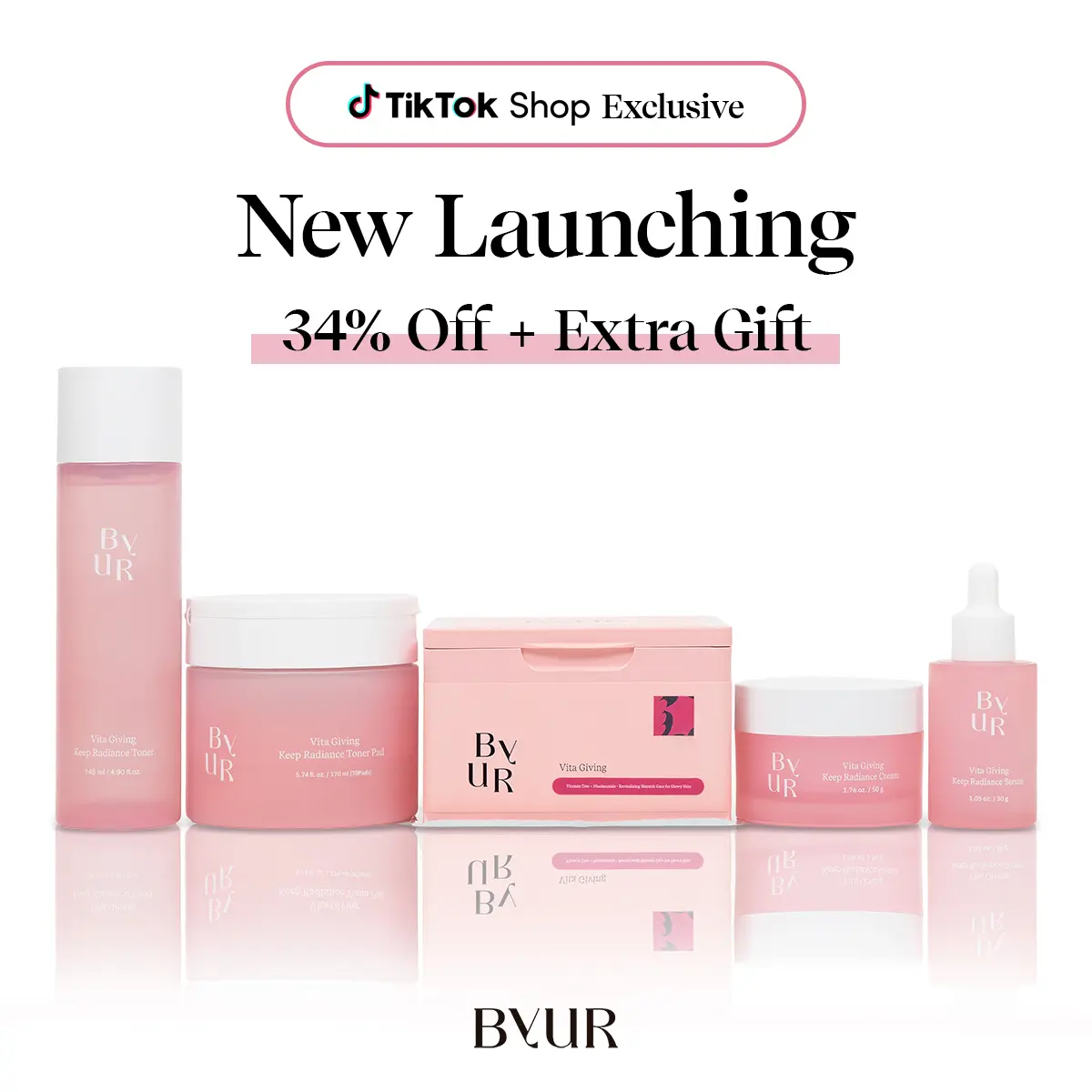 [ByUR] Vitamin C Glow Bundle Set - 5 Steps Korean Skincare Brightening Dark Spot and Blemish Care for Dull Skin Glow Radiance Vitamin C and Niacinamide Pore Refining, Mother's Day Gift