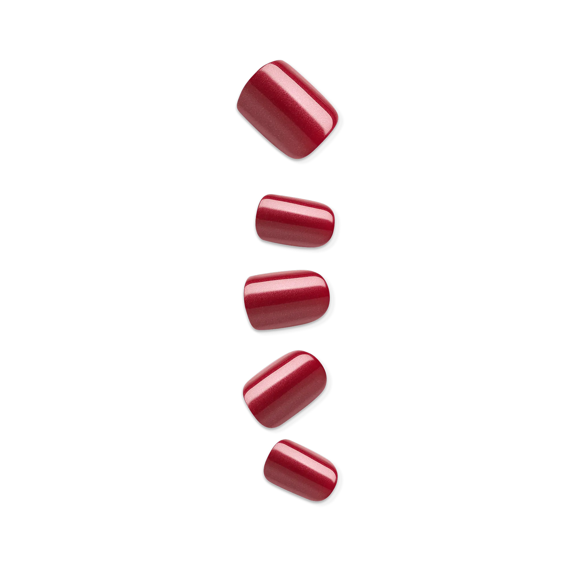Impress Color No Glue Fake Press On Nails - Red Velvet | Solid, Red, Short, Squoval, Manicure