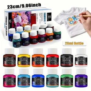 6/12 Color Fabric Painting Set, 25ml/0.85oz Bottled Textile Pigments - Designed for Artistic Creation! Rich and vibrant colors, high-quality waterproof and fade resistant. Suitable for DIY projects of clothing, bags, and home fabrics