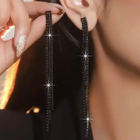 Rhinestone Decorated Dangle Earrings, Fashionable Jewelry for Women, Daily Clothing Decor, Trendy All-match & Exquisite Jewelry for Birthday Gift, High Quality Earrings, Fashionable Jewelry Accessories, Dangly Earrings, Earrings Dangling