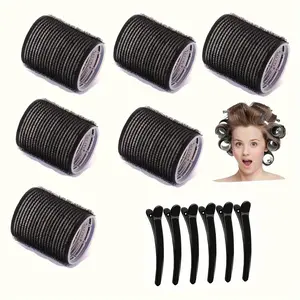 Heatless Hair Curler Set, 12pcs/set, 6  Hair Curler & 6 Hair Clips, Professional Hair Styling Tool for Women & Girls, Heatless Curlers
