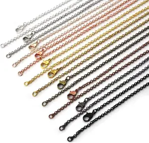 40Pcs 21 Inch Brass Necklace Chains, 10 Colors Flat Oval Cable Chain with Lobster Clasp, Tarnish Resistant DIY Jewelry Supplies for Pendants Charms Craft Making
