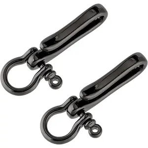 PH PandaHall 2pcs Fish Hook Keychain, Brass Key Ring Solid U Shape Key Hook Key Holder Belt Keyring Pocket Clip with Key Shackle Heavy Duty Car Keychain for Men Women Wallet Chain, Gunmetal