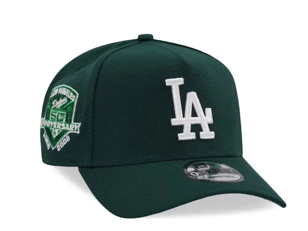 New Era Los Angeles Dodgers 9FORTY Adjustable Baseball Cap Dark Green White Embroidered LA Logo Curved Brim MLB Hat for Men Women