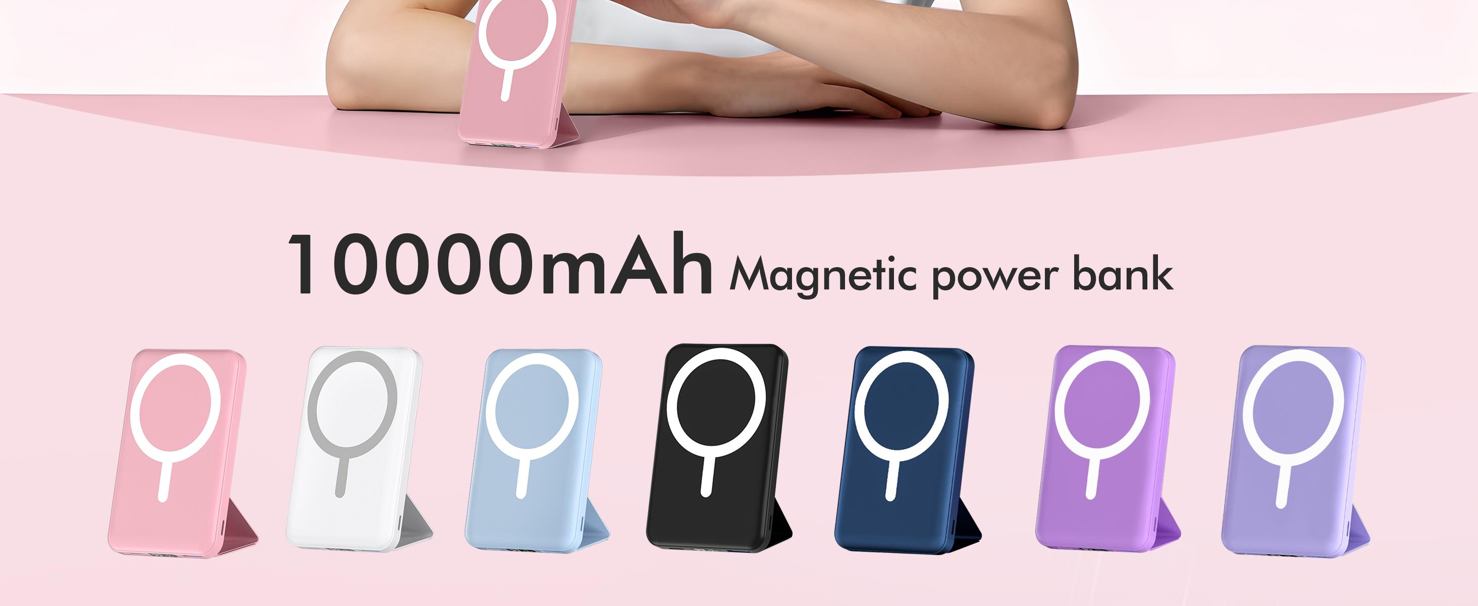 Power Bank,Magnetic Power Bank,10000mAh Wireless Portable Charger,22.5W Fast Charging Battery Pack with Foldable Stand,USB-C Cable,Magsafe-Compatible with Magsafe,for iPhone 17/17 Plus/17 Pro/17 Pro Max, iPhone 17/16/15/14/13/12/Pro Series