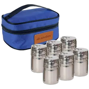 6 PC STAINLESS STEEL SPICE SHAKERS KIT