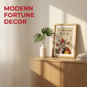 Prosperity God Frame Ornament, Furniture Decoration Hobby, Office Placement, High-End Visual Aesthetic, Rich Colors