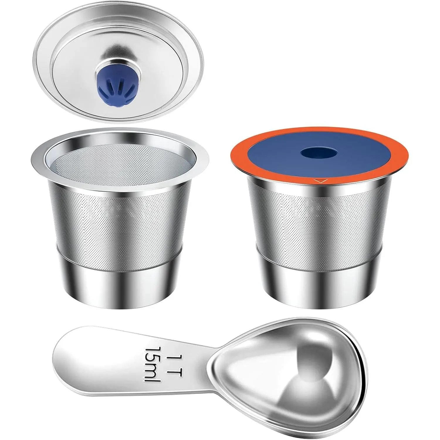 Stainless Steel  K Cups for Keuring 2.0& 1.0,  Coffee Pods for Keuring Coffee Maker,2 Pack  K Cups with 1 Pack Coffee Scoop, Permanent Coffee Filters (2Pack)