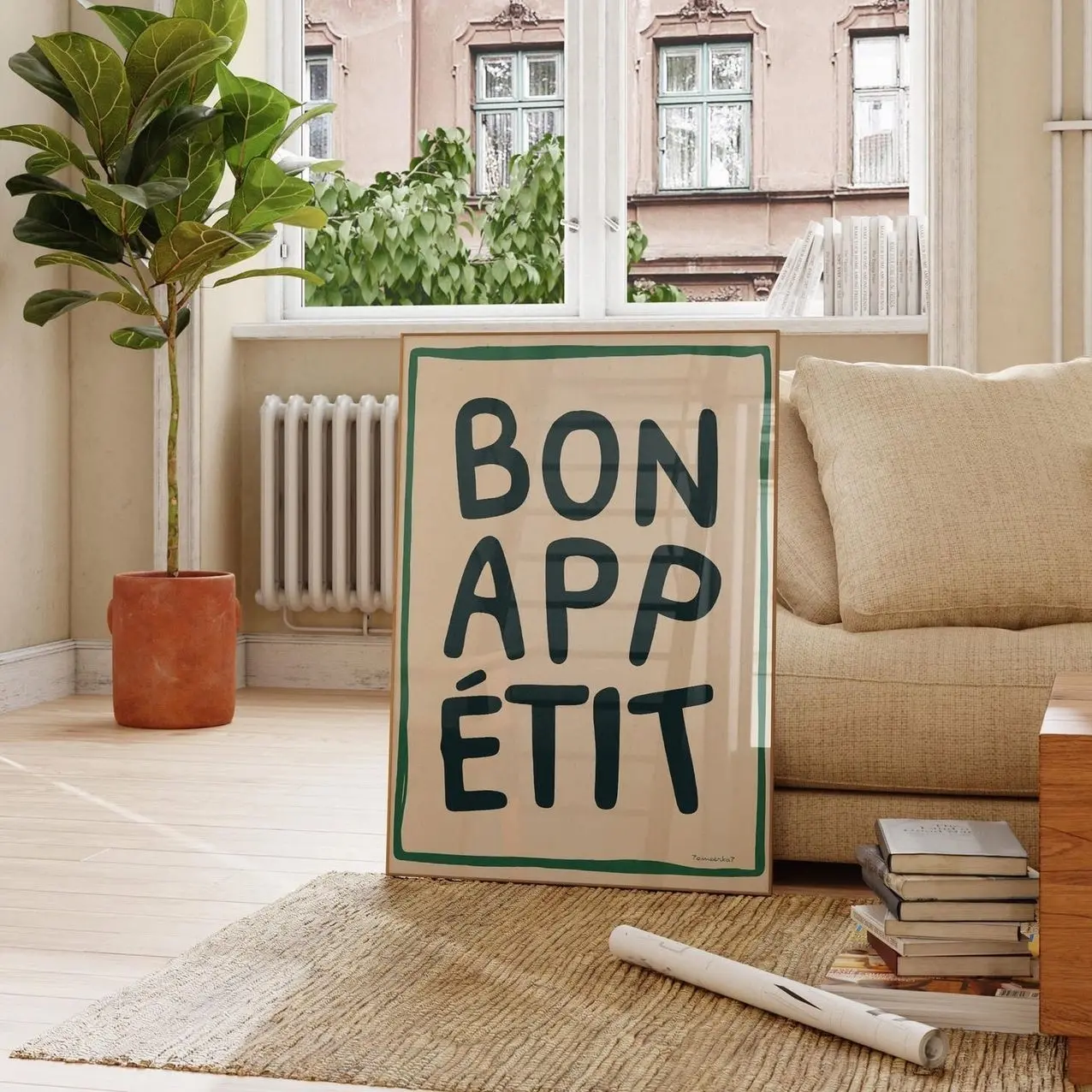 Bon Appetit Print - Black Kitchen Wall Art, Aesthetic Kitchen Decor, Dining Room Wall Art Retro Kitchen Poster, Trendy Kitchen Art X