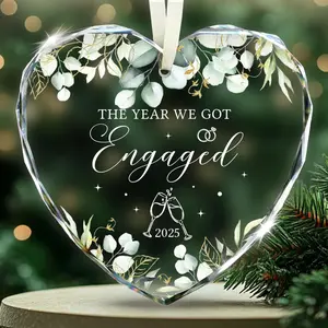 Engagement Ornament 2025, Crystal Heart Ornament 2025 - The Year We Got Engaged, Unique Engagement Gifts for Couples Newly Engaged, Fiance & Bride to Be