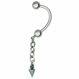 Dangling Spike Belly Button Ring - 316L Stainless Steel