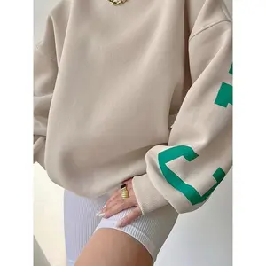 Women's Drop Shoulder Oversized Letter Print Hoodie Long Sleeve Casual Sweatshirt with Half Tights Set 2025 Trendy Soft Fabric Comfortable Loungewear Daily Outfit Active Wear for Ladies Cold Weather Wear