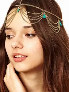 Boho Fringe Headband with Gold Chain, Minimalist Vintage Hair Accessory, Stylish Women's Fashion Jewelry, Perfect for Daily Wear