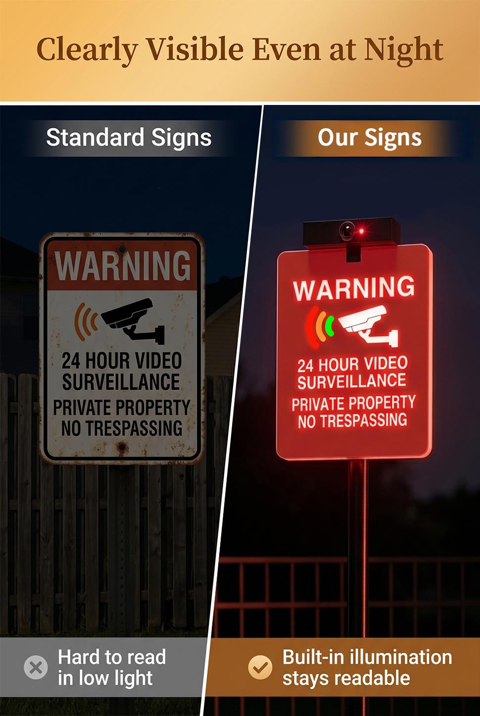 Solar No Trespassing Warning Sign with Light, Illuminated Private Property Security Sign with Stake, Active Nighttime Lighting, Solar & Type-C Rechargeable, for Yard, Gate, Fence, Patio, Farm, Ranch,Driveway, 7*10.7in, Summervibes, DealsForYouDays, Abs