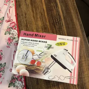 Handheld electric mixer – Portable 7-speed electric kitchen mixer with 5 stainless steel attachments, food beater for mixing cookies, cakes, eggs