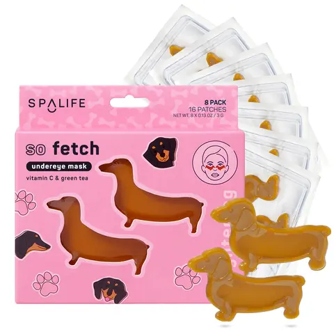SpaLife Beauty | So Fetch Brightening Hydrogel Under Eye Patches | Boo Basket Ideas | For Puffy Eyes and Dark Circles | Dachshund-Shaped Eye Masks With Vitamin C + Green Tea | 8 Pack