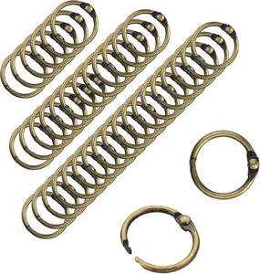 Coobigo 50 Pack Binder Ring, Metal Book Ring Paper Ring Holder 5/8-Inch Loose Leaf Binder Ring Clip for Index Card, Flash Card Ring, Card Calendar, Keychain Key Ring - Bronze CooBigo