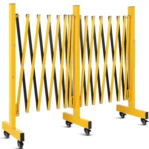 GARVEE 16FT Expandable Metal Barricade with Lockable Casters, Adjustable Folding Traffic Fence for Crowd Control, Portable Heavy-Duty Safety Barrier for Construction and Easy Storage