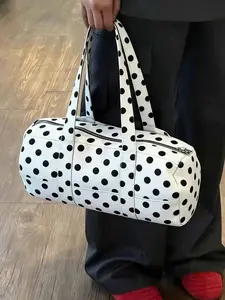 1pc  Korean cute style black and white polka dot large capacity Fashion shoulder bag, casual versatile travel handbag suitable for work, commuting, shopping, women's handbag
