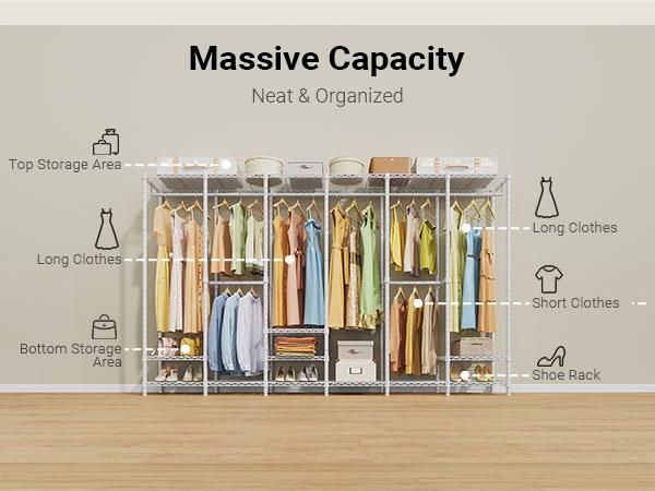 VIPEK V60 Series Extra Large Portable Closet Rack Heavy Duty Clothing Rack for Hanging Cloth Freestanding Wardrobe for Bedroom Organizer Adjustable Hanger