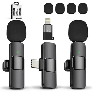 Mini  Microphone for  iPad Android,Lavalier Microphone for Video Recording,2 Pack  Mic  Clear Recording with USB-C for Podcast Microphone,4 Extra Windscreens