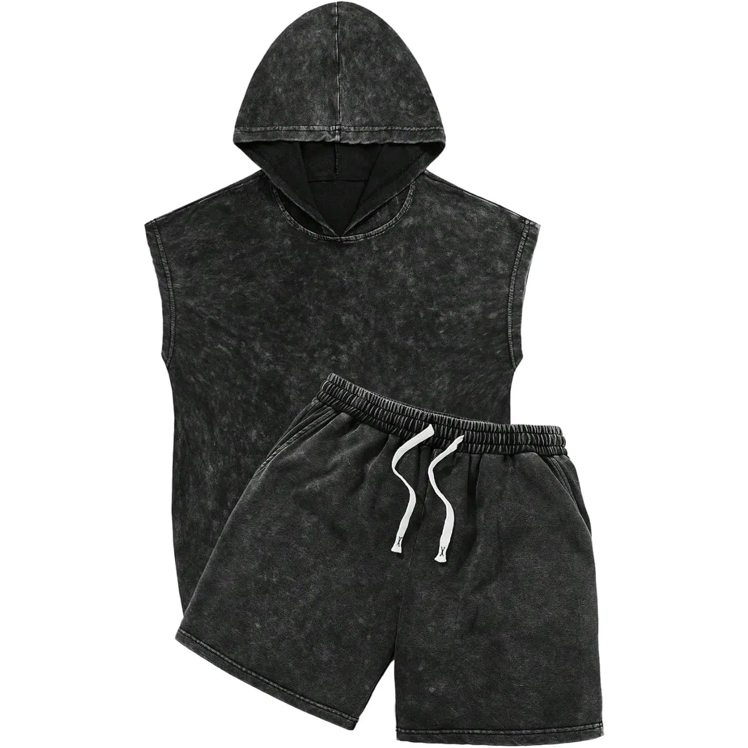 SOLY HUX Men's Tracksuit Set 2 Piece Outfits Summer Hooded Tank Top and Shorts Sports Streetwear