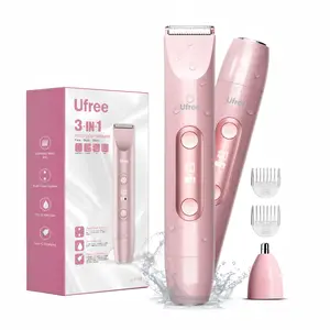 Ufree Bikini Trimmer Women Electric Razors Dual Head, Pubic Body Hair Trimmer Electric Shaver for Face, Legs, Arm, Rechargeable Lady Shaver Waterproof, Summer Grooming Kit, Gifts for Her