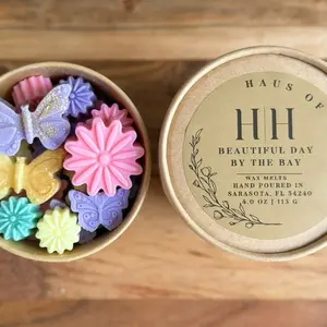 H|H Beautiful Day at the Bay Hand Poured Wax Melts Scoops 4.0 oz | 113 G - Colorful Butterfly and flower Shaped Coconut Wax Scoop Cups for Cozy Fragrance