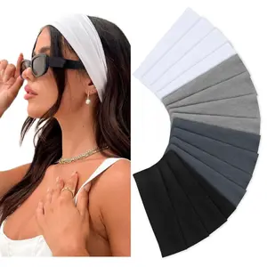 Headbands for Women 16 Pack Elastic Hair Bands for Women' Hair Non Slip Soft Cloth Fabric Sweat Headbands Yoga Running Sport Hair Accessories, Black White Gray Women Headbands headbands