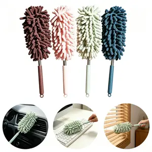 Extendable Portable Mini Duster, Bendable for Gap Cleaning, Thick Chenille with Stainless Steel Handle, Durable & Effortless Dust Removal, Ideal for Home & Car, Perfect as a Practical Gift