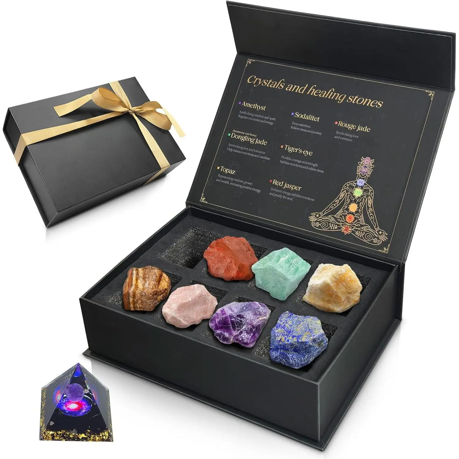 Crystals and Healing Stones Set - 7 Chakras Stones Large Raw Crystals Real Reiki Positive Energy Healing Stones for Meditation, Spiritual Cleansing and Pro