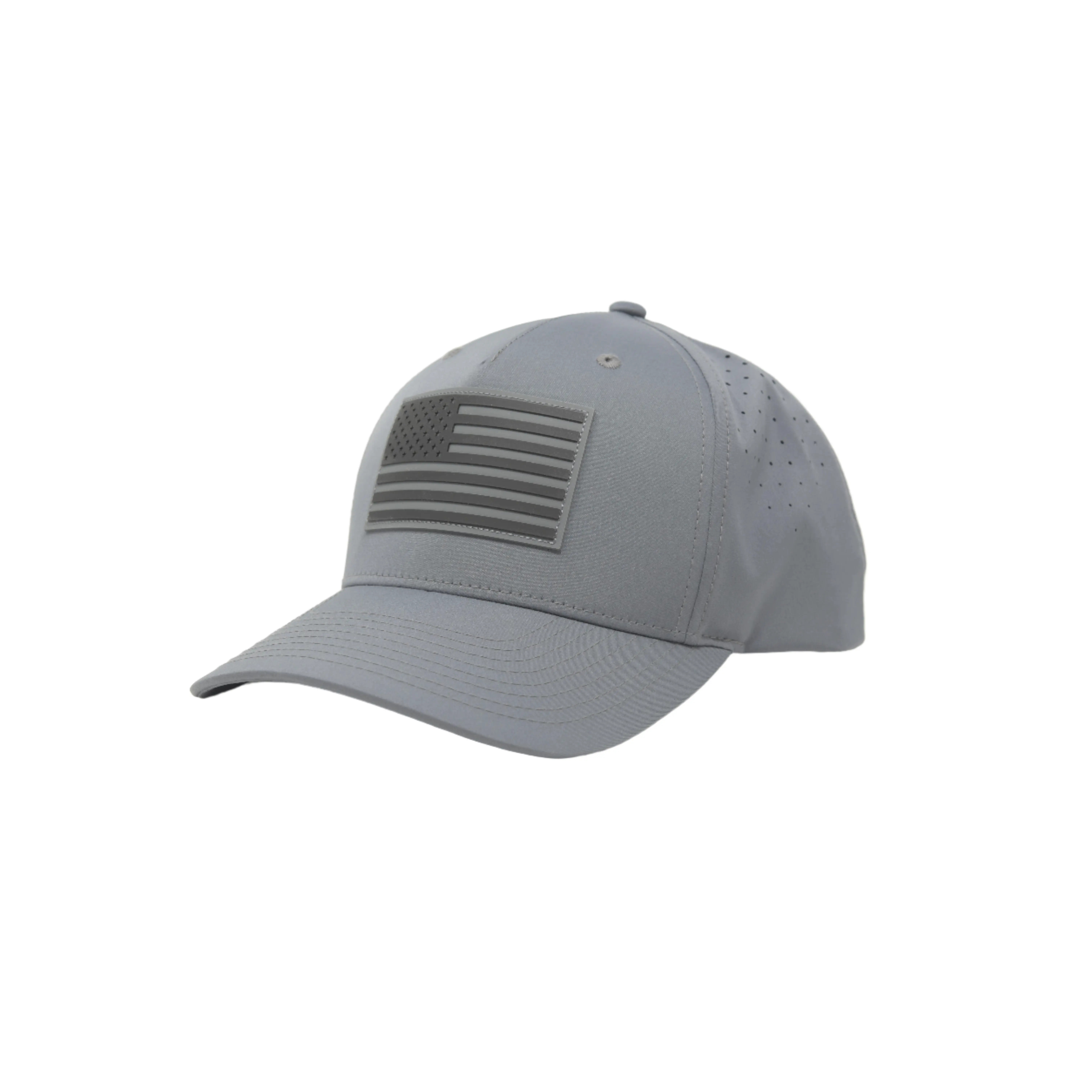 American Flag Hat PVC Curved Performance - Grey