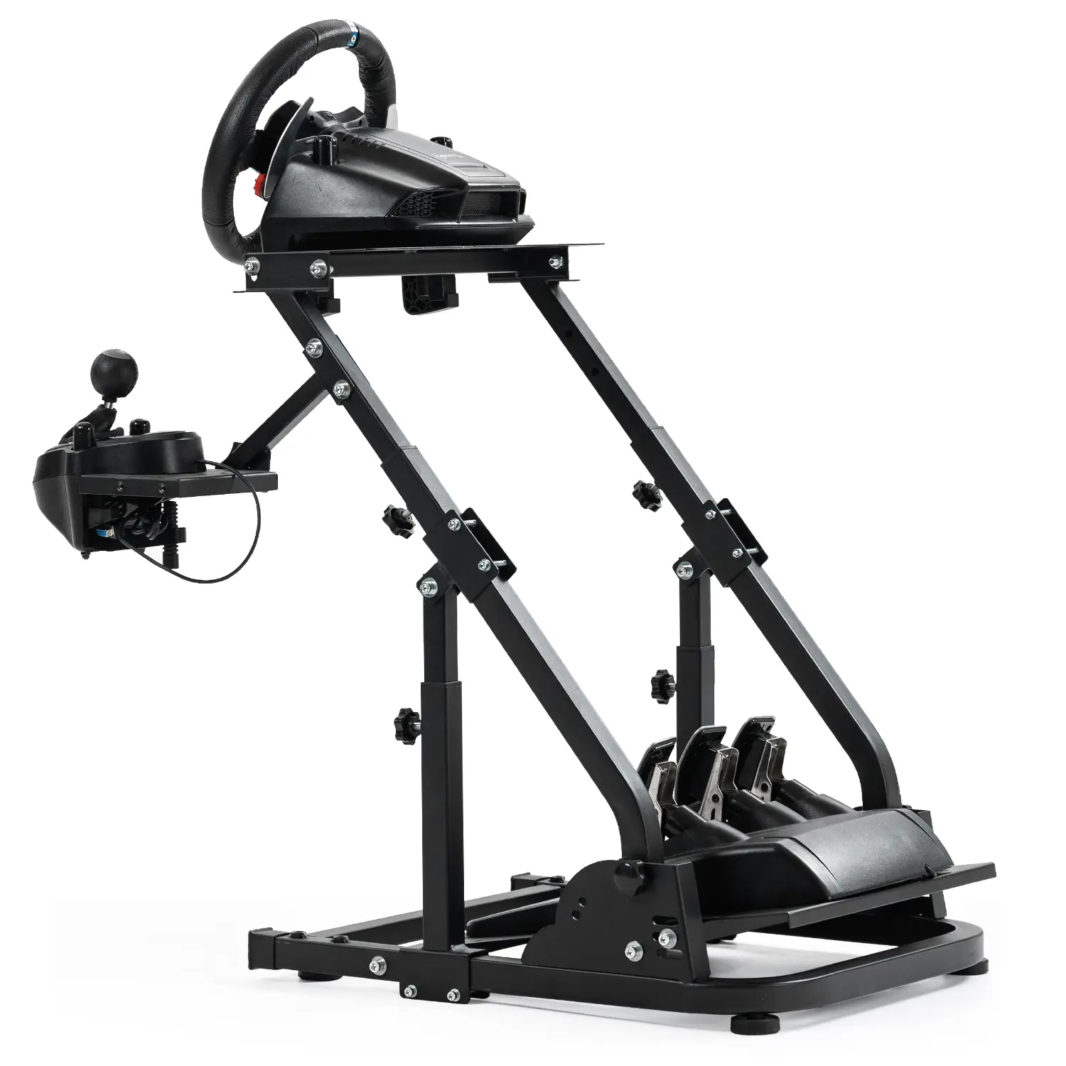Dardoo Foldable Racing Steering Wheel Mount with Reinforcement Bar - Adjustable Angle & Height, Steel Pillars, Mounts for Most Mainstream Vehicle Models, Ideal for Intense Gameplay (No Steering Wheel, Handbrake, Gearshift Lever, Pedal Assembly Included),,