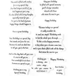 Birthday Sentiment Clear Stamps for Card Making and Journaling, Verse Silicone Happy Birthday Saying Rubber Stamps for Crafting Scrapbooking