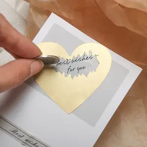 Heart Shape Scratch off Stickers, 50 Blank Stickers for DIY Projects, and Silver Color for Valentine's Invitations