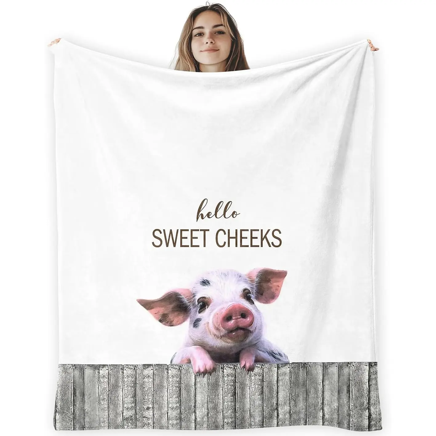 1pc Pig-patterned Blanket Throw, a perfect gift for pig lovers. This rustic farmhouse-style Cozy Blanket Throw is suitable for bedrooms, dorm rooms, sofas, and offices.