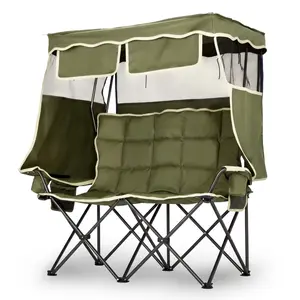 Ubesgoo  Oversized Folding Camping Chair with Canopy, 2-Person, Oxford Fabric & Steel Frame, 240kg Load Capacity