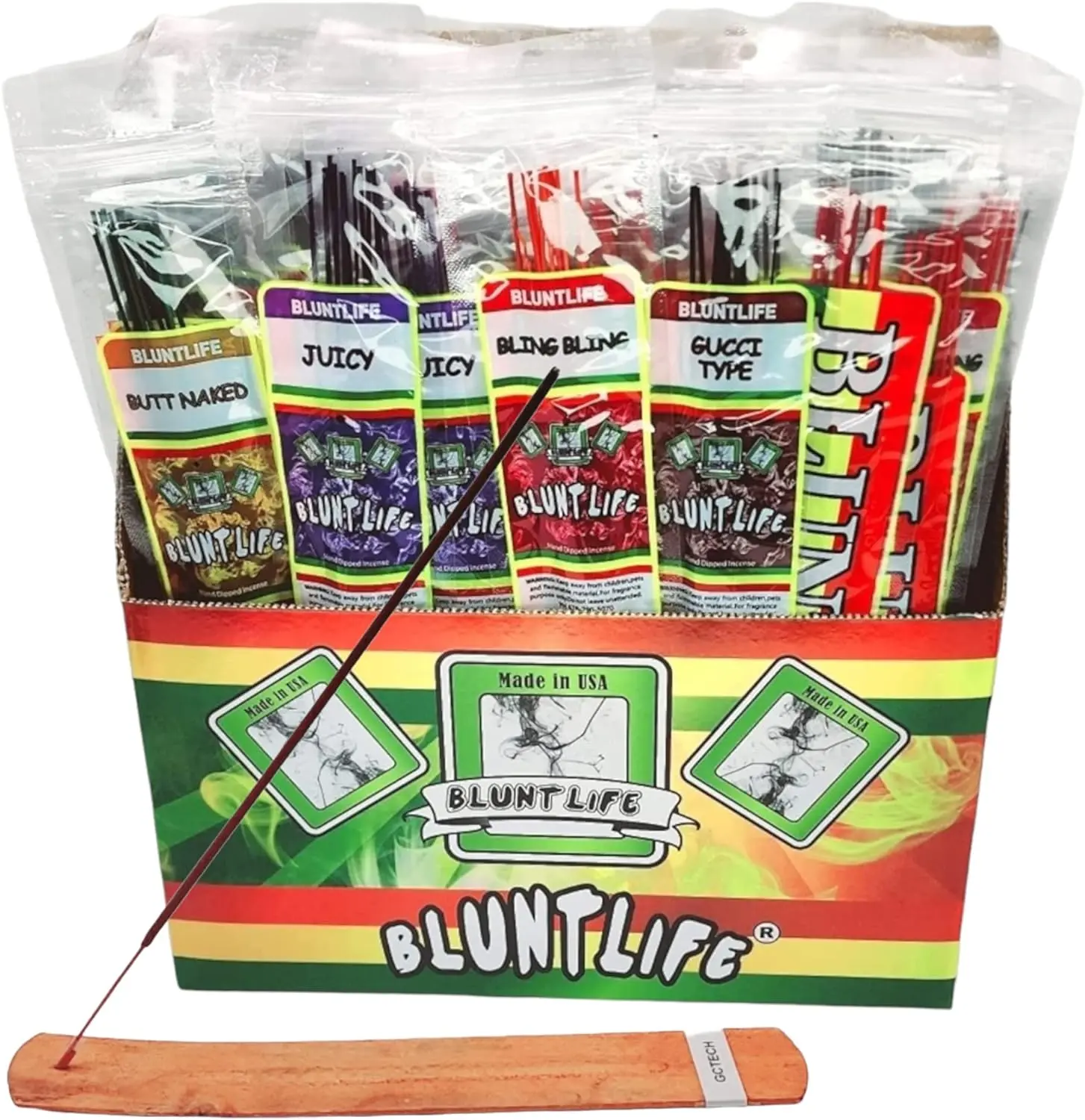 Bluntlife Handcrafted Incense Sticks - Assorted Scents - Natural Bamboo, Charcoal-Free Fragrance Pack Gift Scented Aroma Perfume Freshener