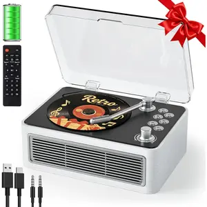 Retro CD Player Portable  CD Players with Speakers  CD-Player 3600mAh Rechargeable & Radio & Remote Control Support USB/AUX Playback Headphone Jack (Walnut Color)