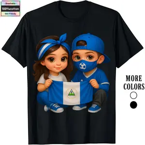 HAGBDH Fashion Designer T-Shirts Cotton Graphic Tees with Kids Holding Nicaragua Flag Crewneck Casual Everyday Wear Tropical Men's Gift Streetwear Shortsleeve Tshirt Fabric shirts men graphic t-shirts