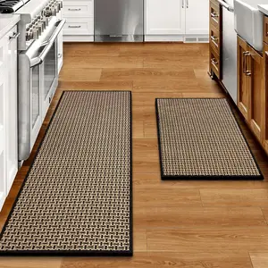 Kitchen Rugs and Mats Non Skid Washable Set of 2 PCS, Absorbent Runner Rugs for Kitchen, Front of Sink, Kitchen Mats for Floor, 17.3"x 47"+17.3"x 29"
