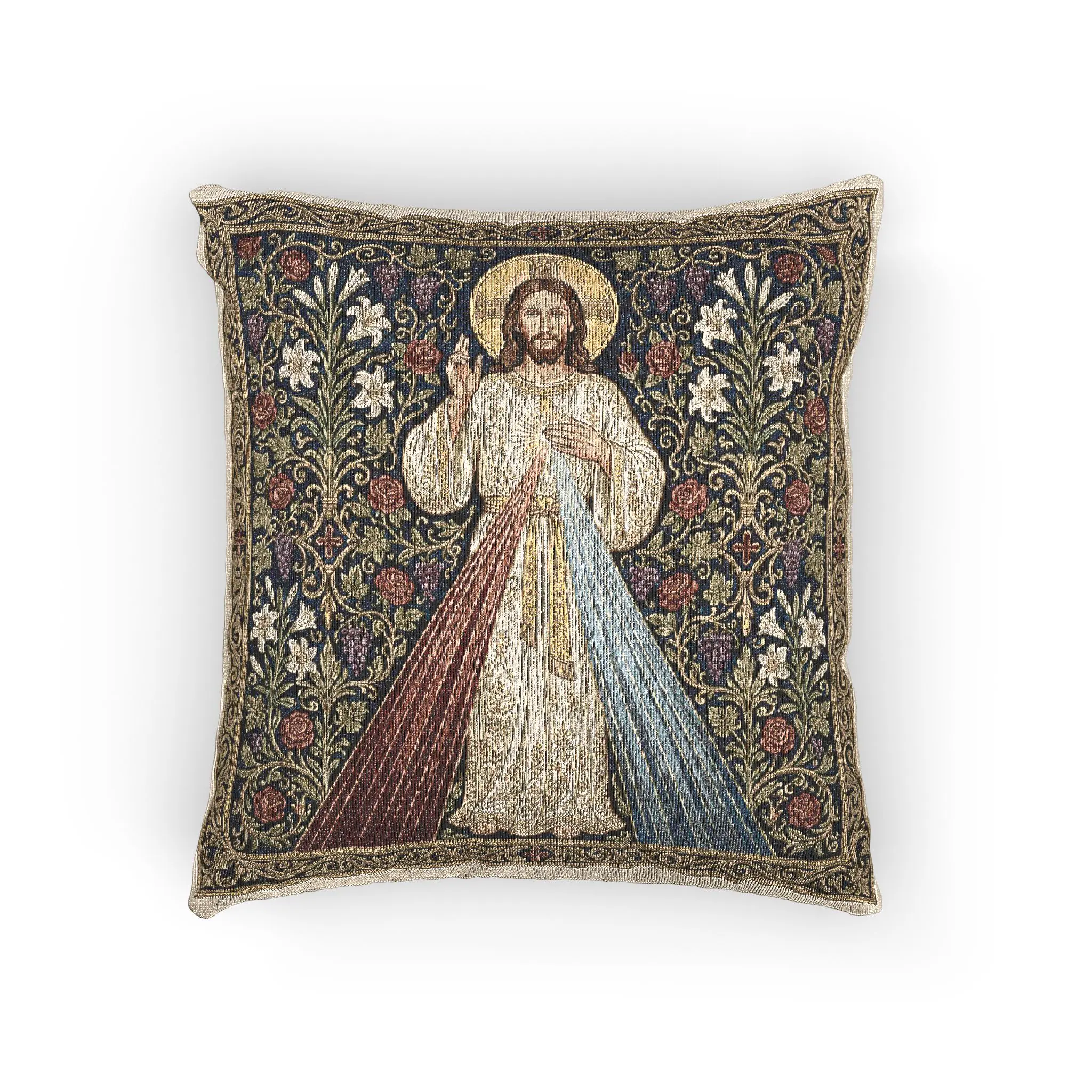 Divine Mercy Woven Pillow | Catholic Throw Pillow, Jesus I Trust In You, Heirloom Faith Décor Gift