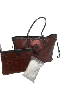 Pre-owned MCM Vintage Burgundy Visetos Monogram Tote with Pouch/SD10723524 /3524