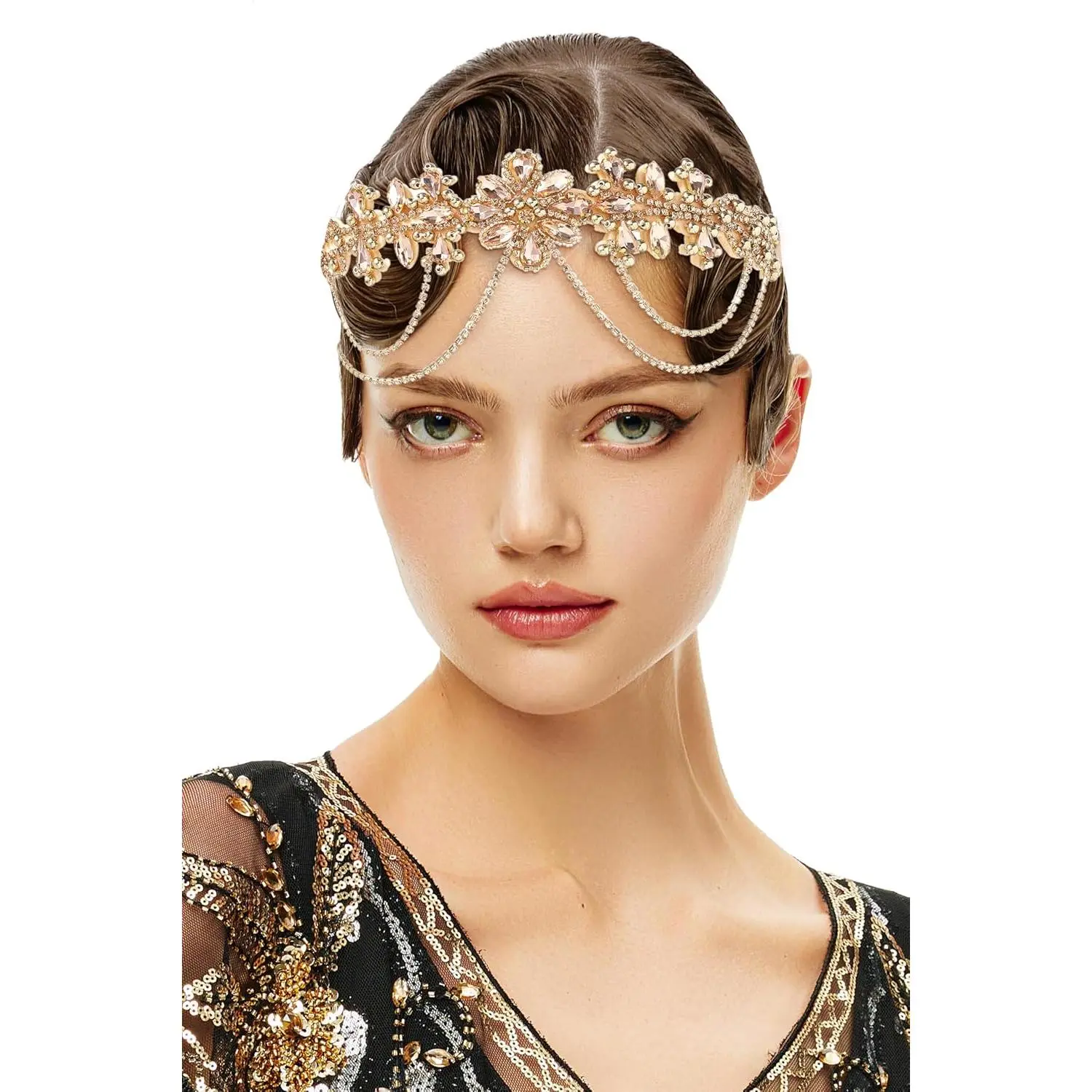 1920s Flapper Headpiece Roaring 20s Headband   Headband Chain for Women  Hair Accessory