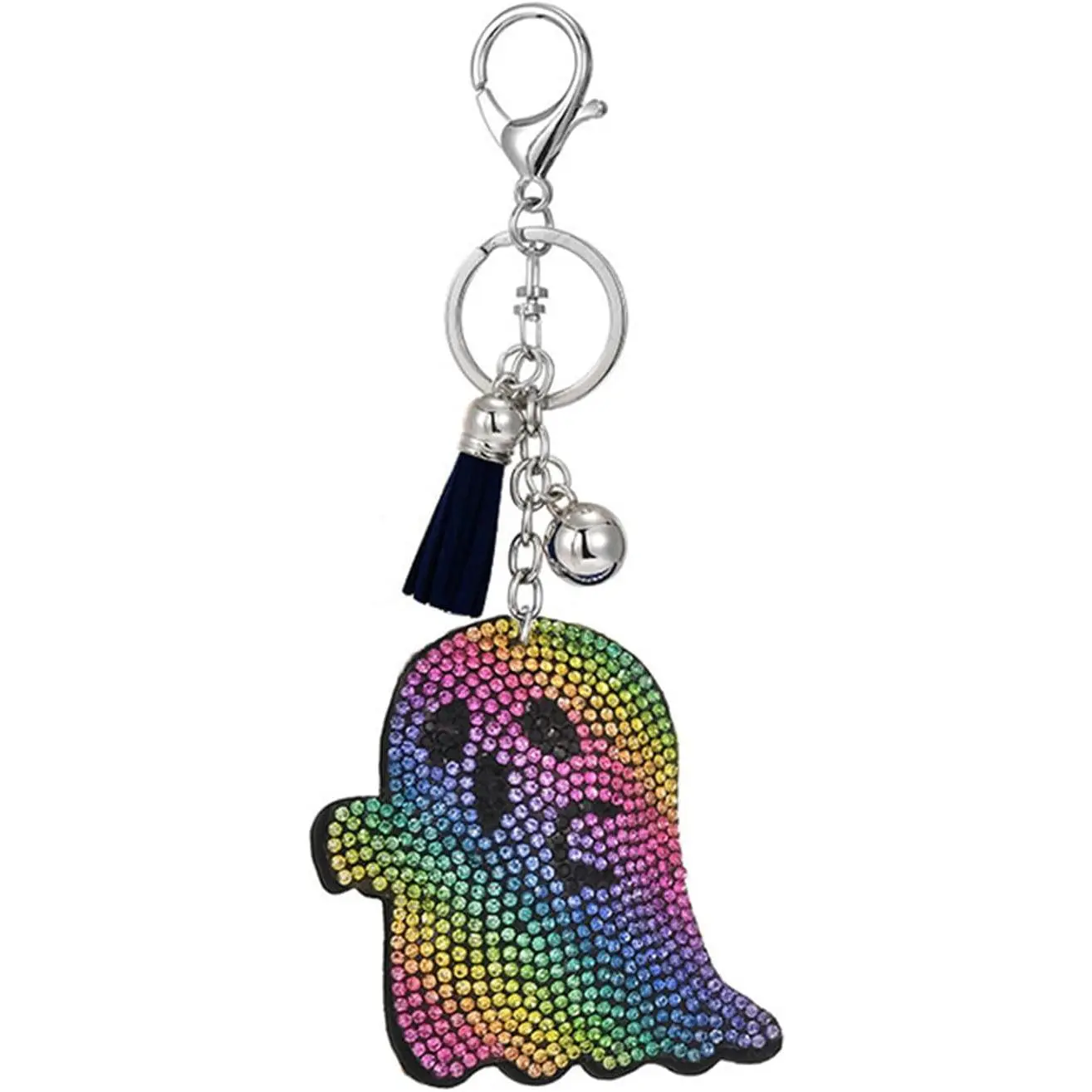 coadipress Ghost keychain for women Cute Sparkly Rhinestone Ghost keychain Halloween Backpack Bag Charm Accessories
