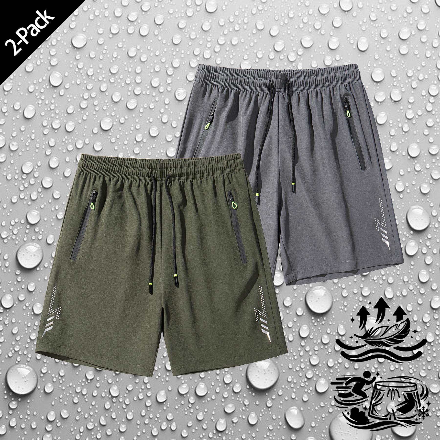 Men's 2 Pack Athletic Running Shorts Quick Dry Moisture Wicking Lightweight Breathable Workout Gym Shorts with Zipper Pockets Stretchy Waist for Jogging Hiking Outdoor Sports Training Casual Daily Wear Active Performance Shorts